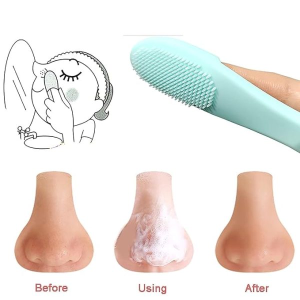 Silicone Facial Finger Nose Brush Face Cleaner Blackhead Remover – Silicone Face Cleaner Blackhead Remover Brush Cleanser Nose Pore Brush Finger Scruber Tool Facial Skin Cleaner Massage Brush ( Random Color )