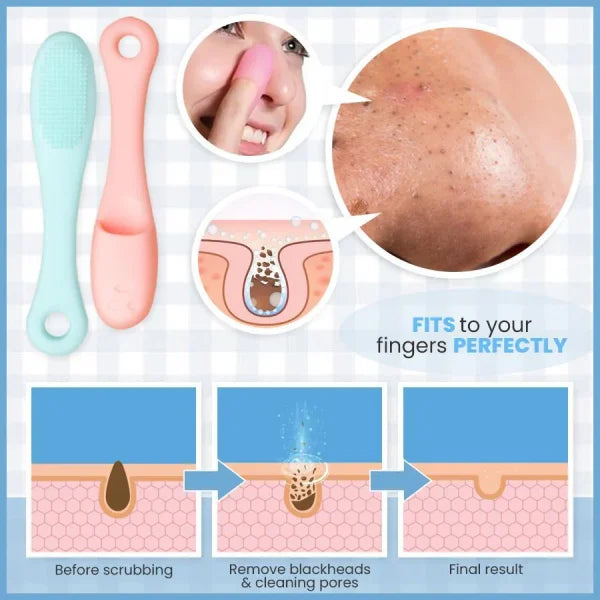 Silicone Facial Finger Nose Brush Face Cleaner Blackhead Remover – Silicone Face Cleaner Blackhead Remover Brush Cleanser Nose Pore Brush Finger Scruber Tool Facial Skin Cleaner Massage Brush ( Random Color )