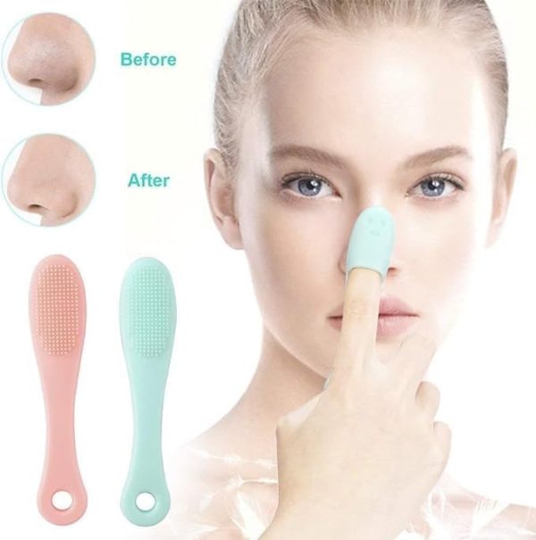 Silicone Facial Finger Nose Brush Face Cleaner Blackhead Remover – Silicone Face Cleaner Blackhead Remover Brush Cleanser Nose Pore Brush Finger Scruber Tool Facial Skin Cleaner Massage Brush ( Random Color )