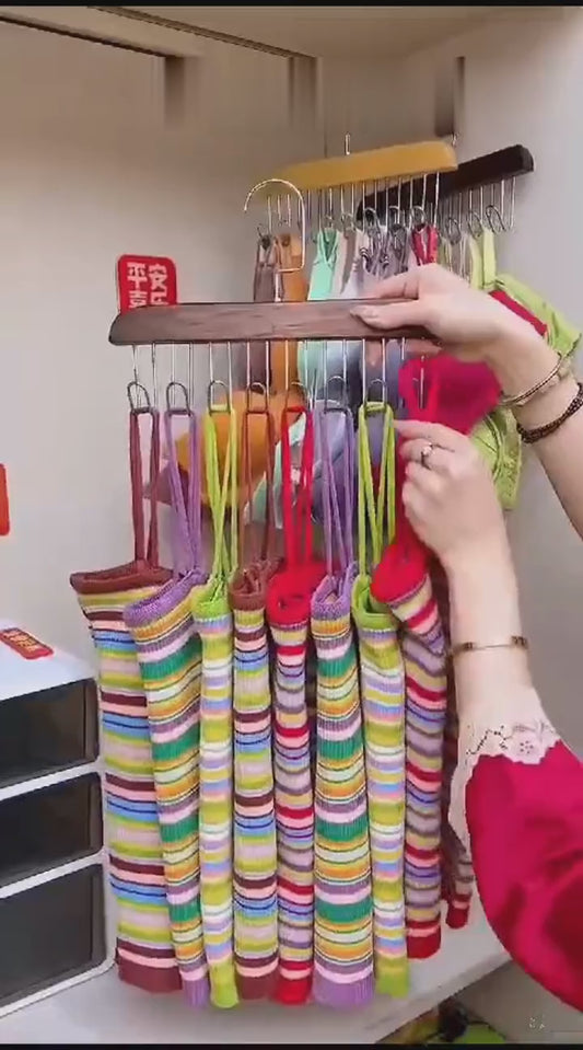 8 Hooks Wooden Clothes Hanger With Tie Rack Belt Hangers With 360°rotating